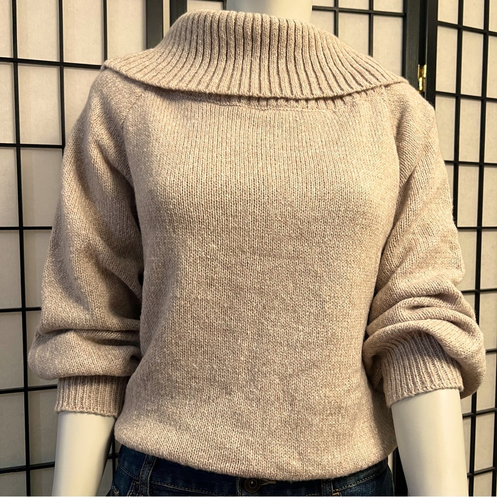 Shein Soft Heather Tan Knitted Turtleneck Sweater - Picture 2 of 12
